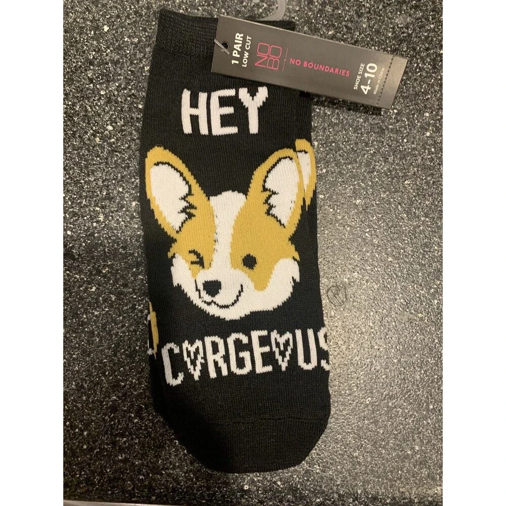 Brand New Pair of Corgi Dog Ladies No Show Socks Size 4 to 10 No Boundaries